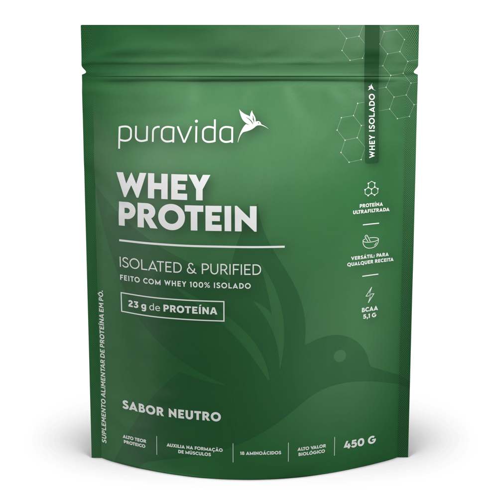 Whey Protein Isolado Neutro 450g Puravida UniNatural