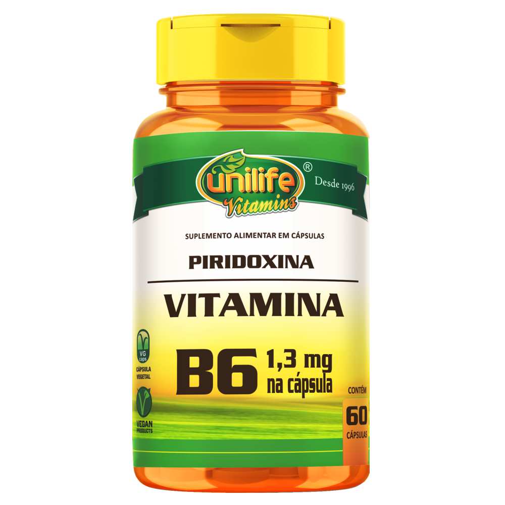 Vitamina B6 Piridoxina 60 Cápsulas Unilife Uninatural 1410